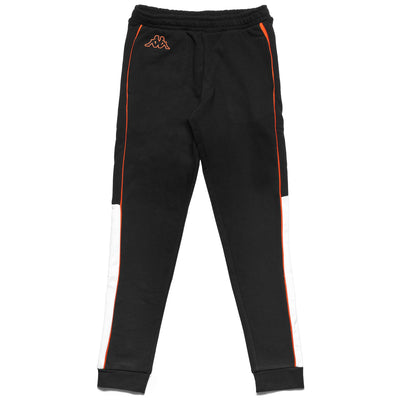 Pants Boy LOGO DEFES KID Sport Trousers Black - White - Orange Flame | kappa Photo (jpg Rgb)			