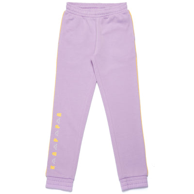 Pants Girl LOGO DUVA KID Sport Trousers Violet Lt Orchid - Yellow Egg | kappa Photo (jpg Rgb)			