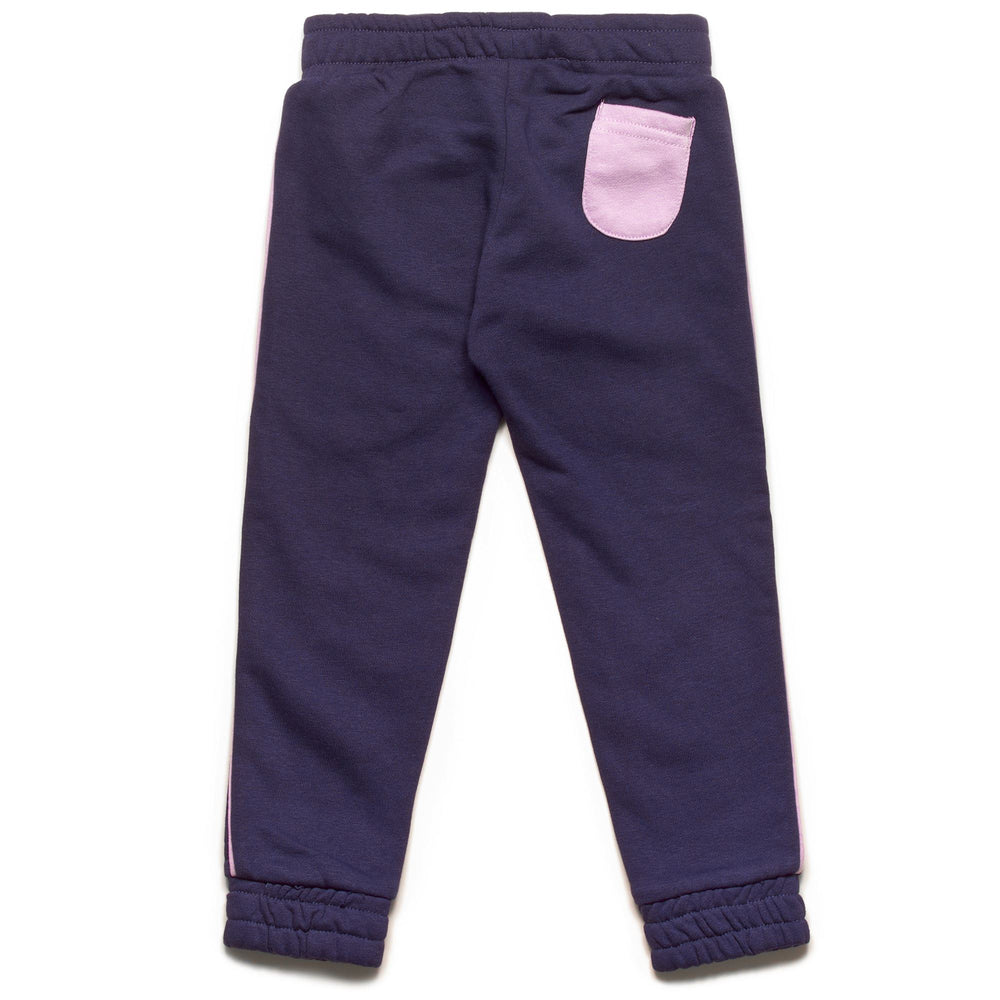 Pants Girl LOGO DUVA KID Sport Trousers BLUE DARK - VIOLET ORCHID Dressed Front (jpg Rgb)	