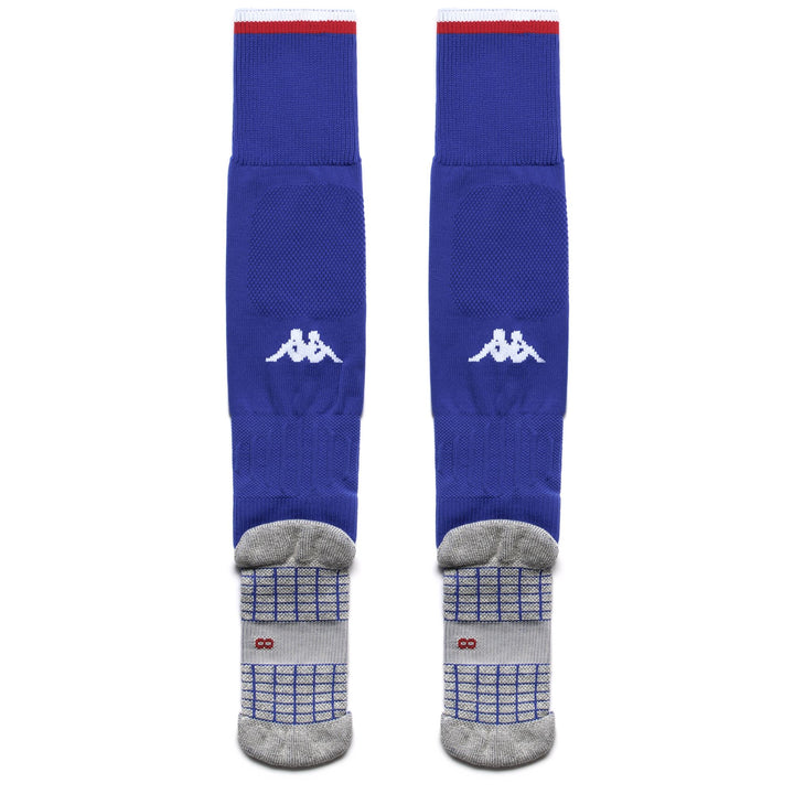 Socks Man KOMBAT SPARK PRO BARI 1PACK Knee High Sock WHITE-BLUE-RED Dressed Side (jpg Rgb)		