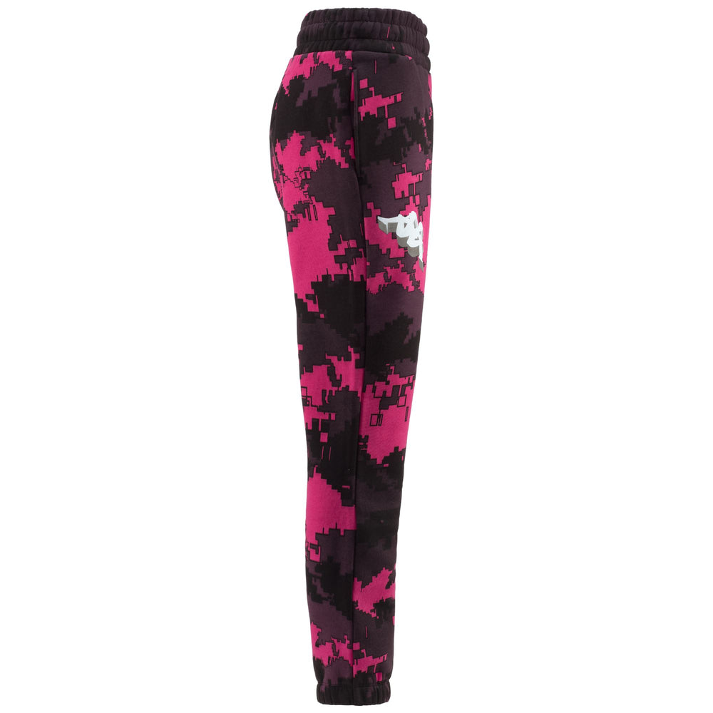 Pants Woman AUTHENTIC GRAPHIK GINAS Sport Trousers BLACK - FUCHSIA BRIGHT ROSE Dressed Front (jpg Rgb)	
