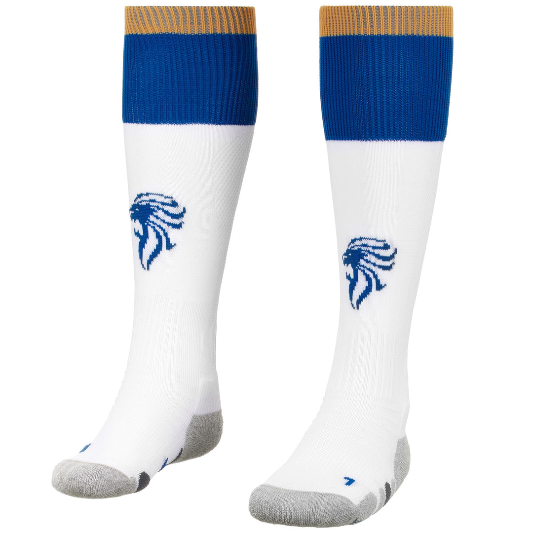 Socks Man KOMBAT SPARK PRO BRESCIA 1PACK Knee High Sock WHITE - BLUE IMPERIAL Photo (jpg Rgb)			