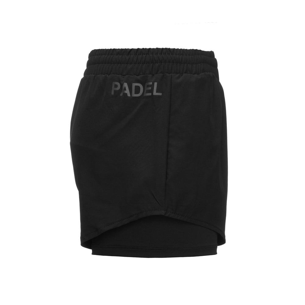 Shorts Woman KOMBAT PADEL ENER Sport  Shorts BLACK - GREY BEAUTY Dressed Front (jpg Rgb)	