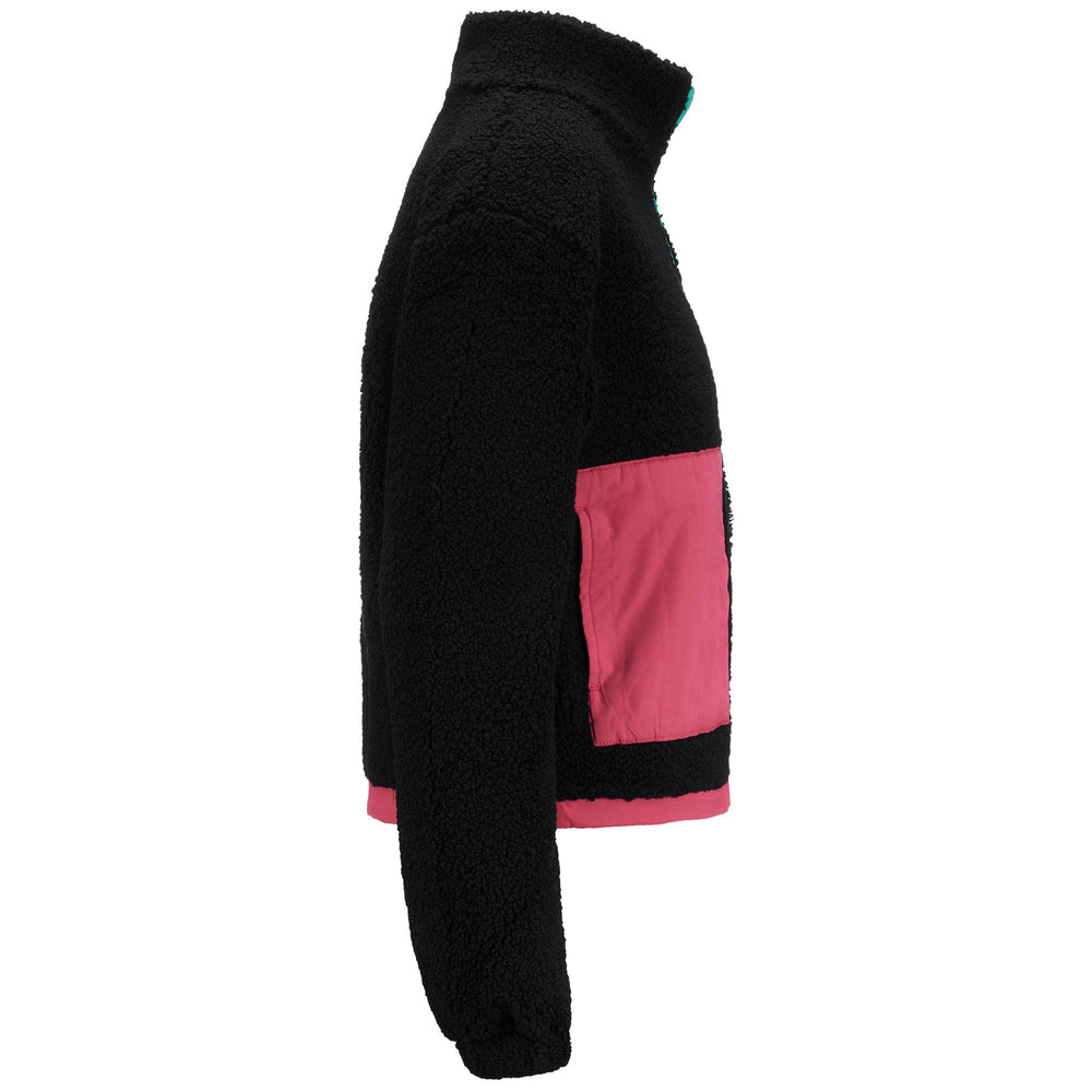 Fleece Woman AUTHENTIC TECH MIA Jacket BLACK - FUCHSIA BRIGHT ROSE Dressed Front (jpg Rgb)	