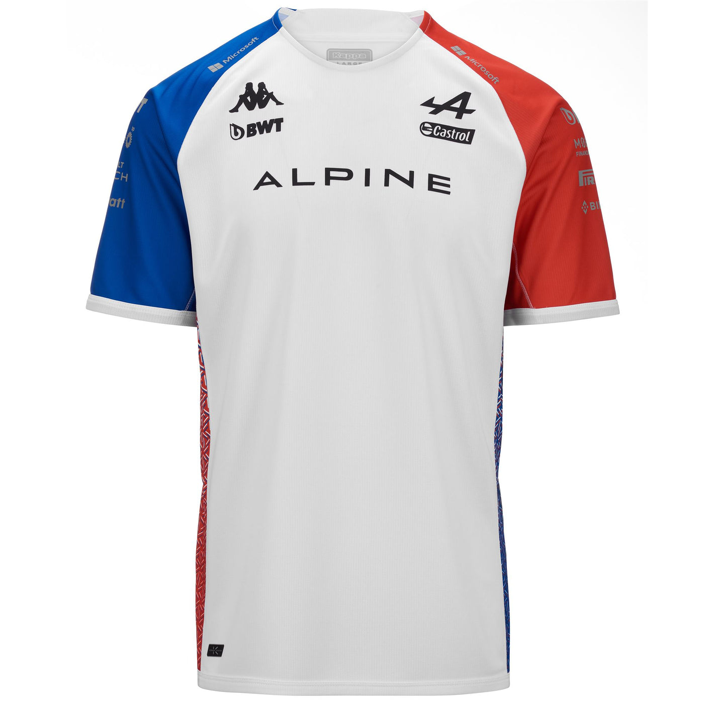 Active Jerseys Man KOMBAT OCON ALPINE F1 Shirt WHITE - BLUE ROYAL MARINE - ORANGE REDDISH Photo (jpg Rgb)			
