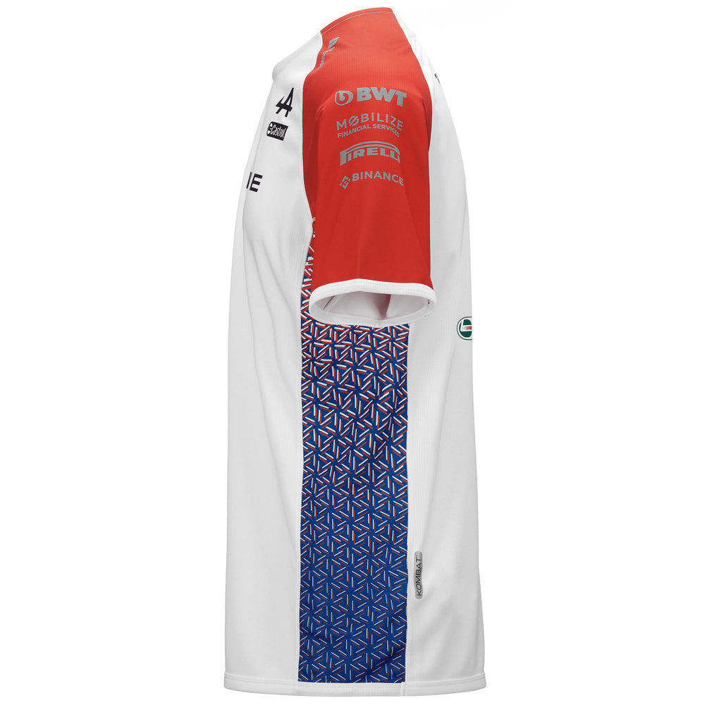 Active Jerseys Man KOMBAT OCON ALPINE F1 Shirt WHITE - BLUE ROYAL MARINE - ORANGE REDDISH Dressed Front (jpg Rgb)	