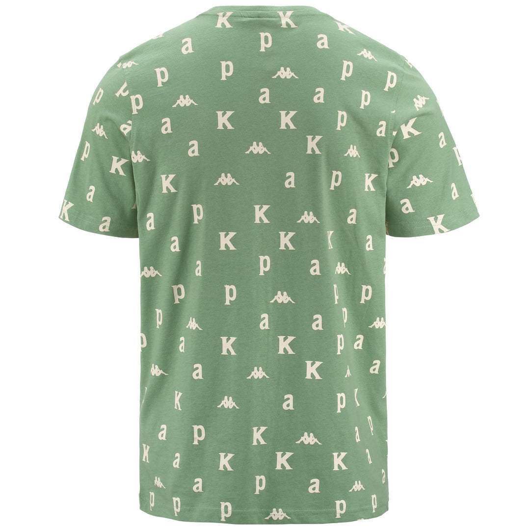 T-ShirtsTop Man AUTHENTIC FOOL ORGANIC T-Shirt GREEN DUSTY-WHITE ANTIQUE Dressed Side (jpg Rgb)		